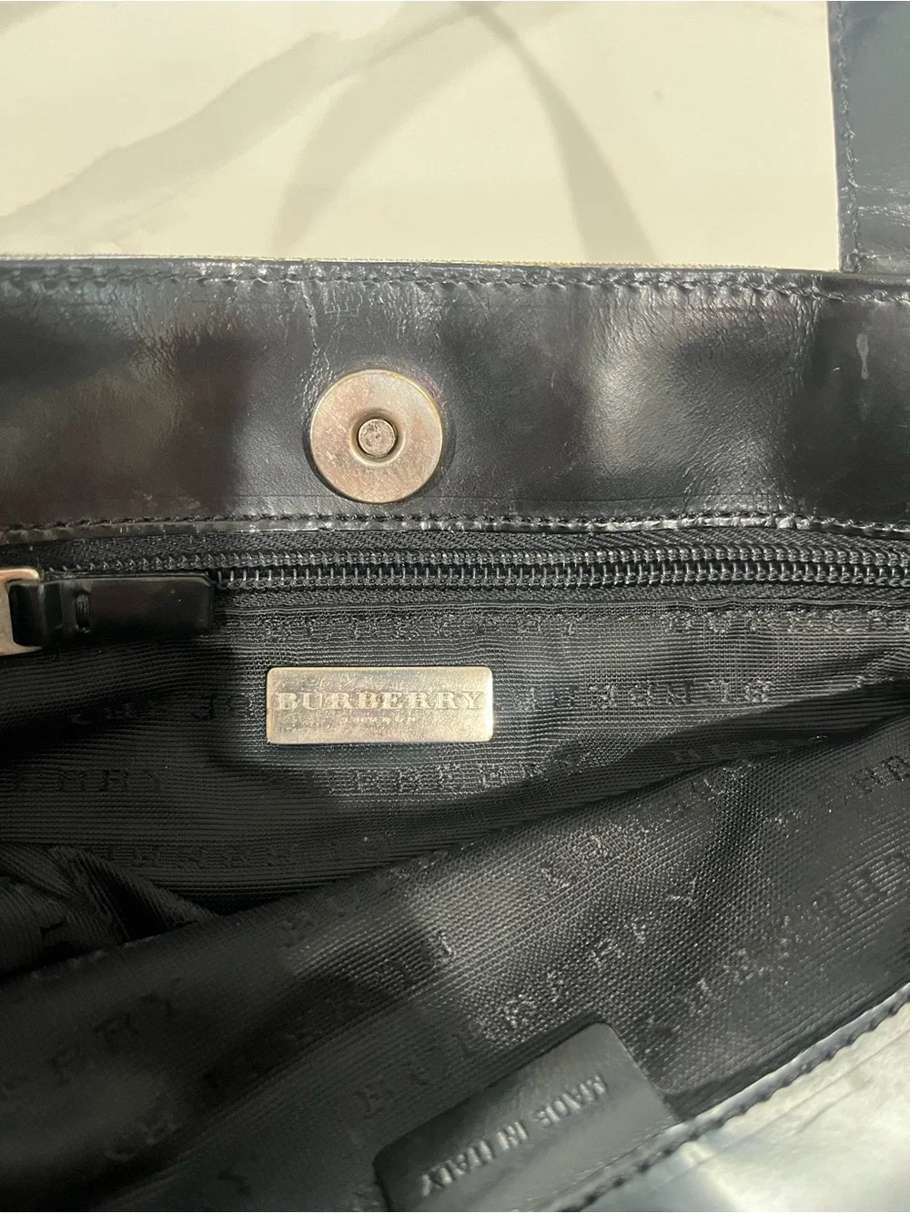 Burberry Beige Check Canvas Tote Bag with Black Handles 10x11.
